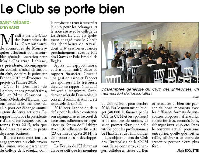 Article Courrier de Gironde
