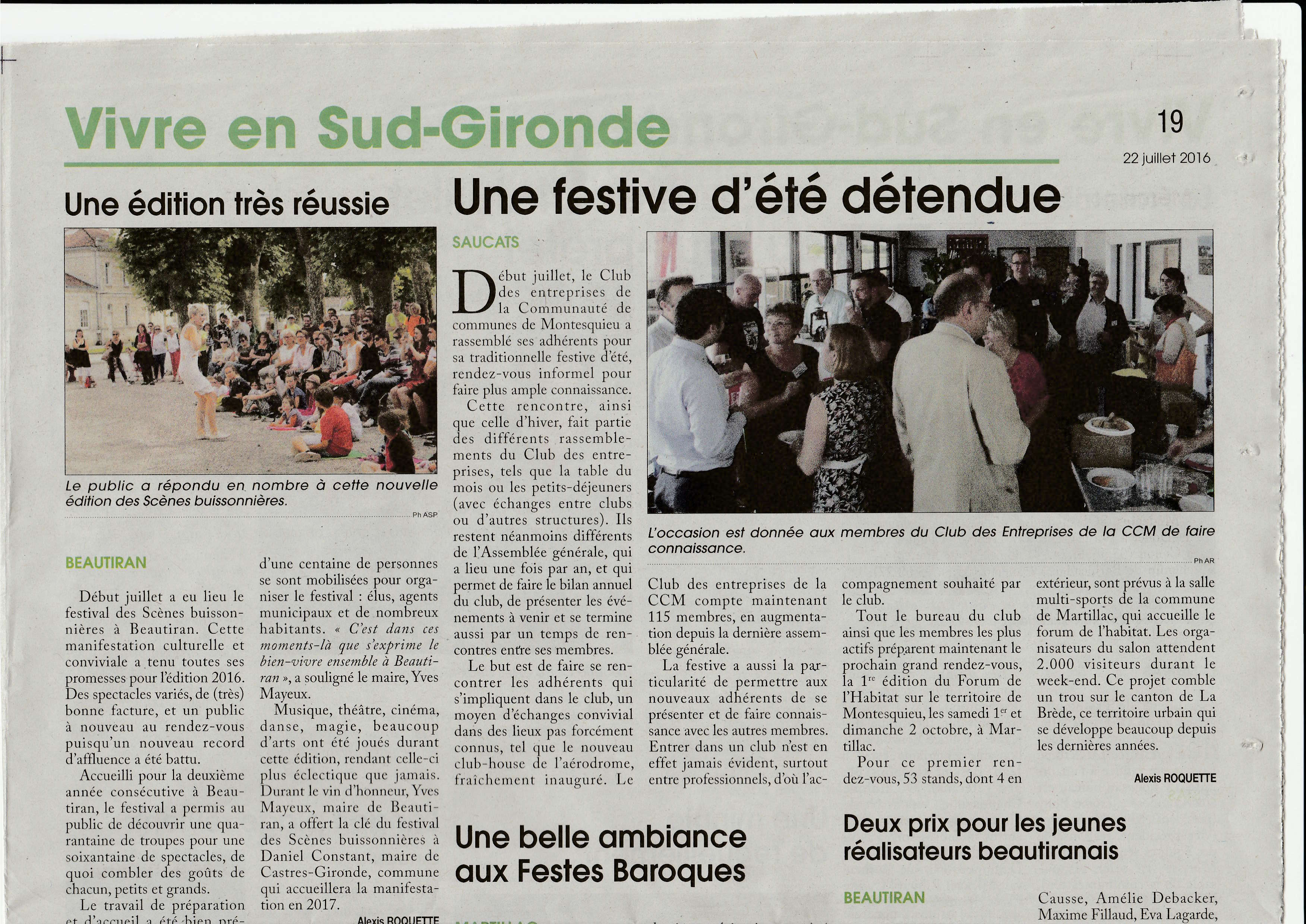 Article Festive Courrier de Gironde