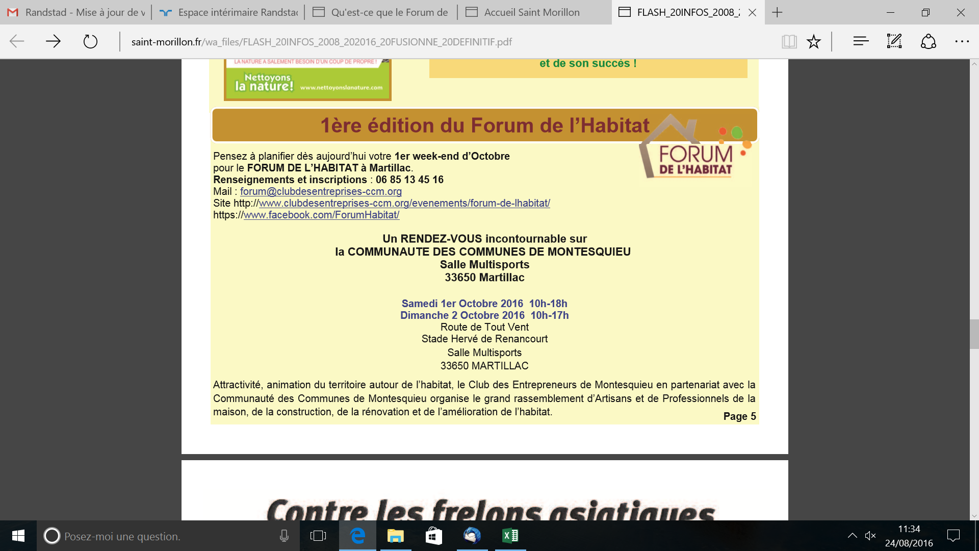 Flash info Saint-Morillon 0816 PUB FORUM HABITAT